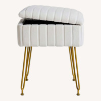 White Fuzzy Stool With Storage