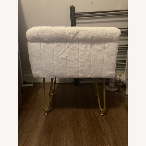 Used White Fuzzy Stool With Storage for sale on AptDeco