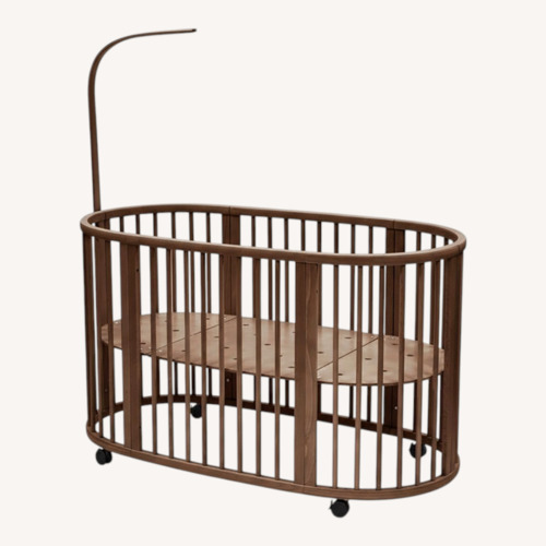 Used Stokke Sleepi Dark Brown Wood Crib w/Accessories for sale on AptDeco