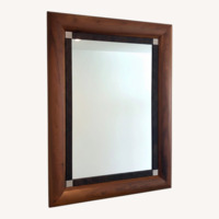 Wood Mirror With Alligator Leather Trim