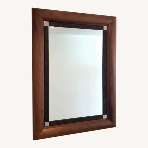 Used Wood Mirror With Alligator Leather Trim for sale on AptDeco
