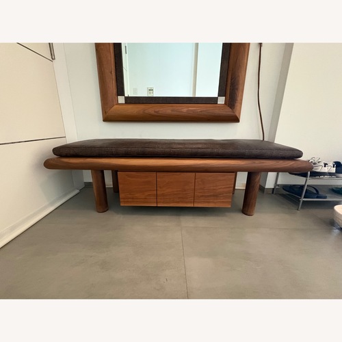 Used Wood Bench With Alligator Cushion for sale on AptDeco