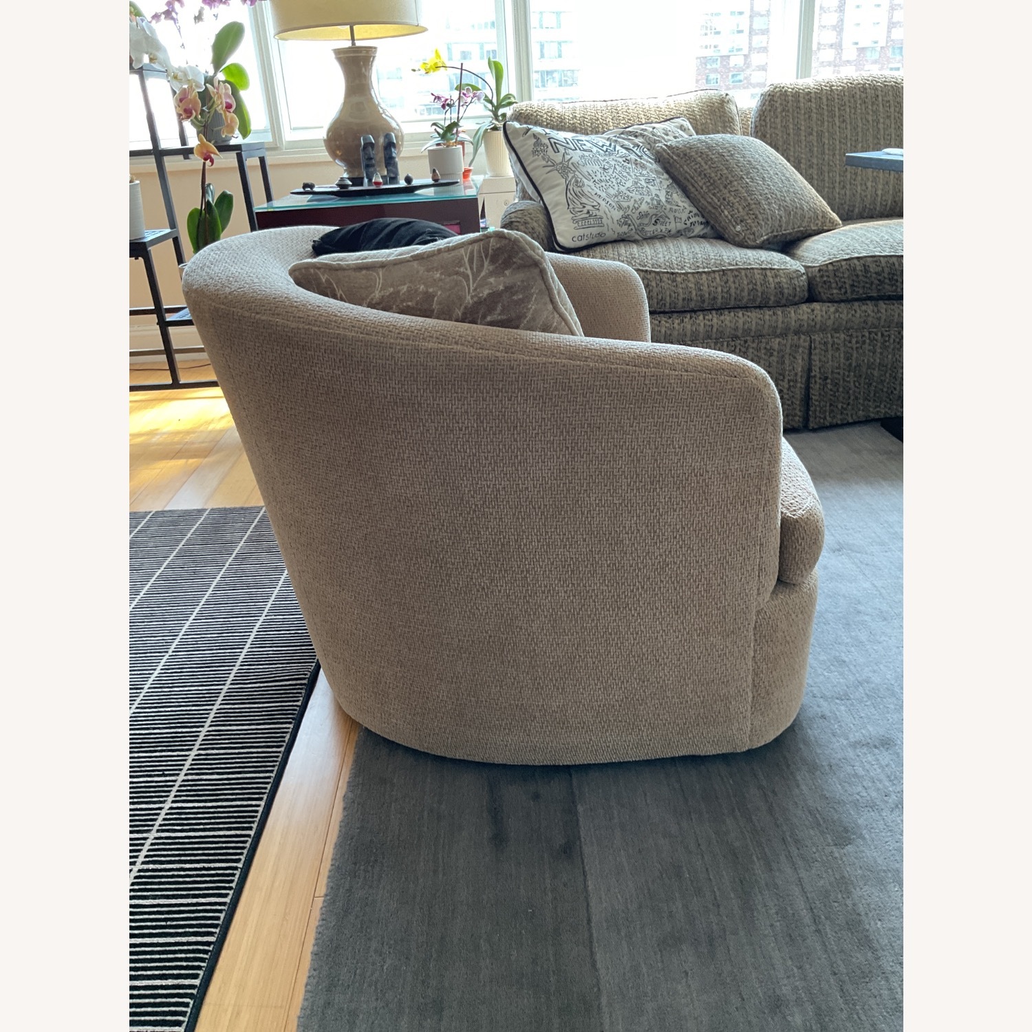 Taylor Made Pair Natural Swivel Armchairs - image-4