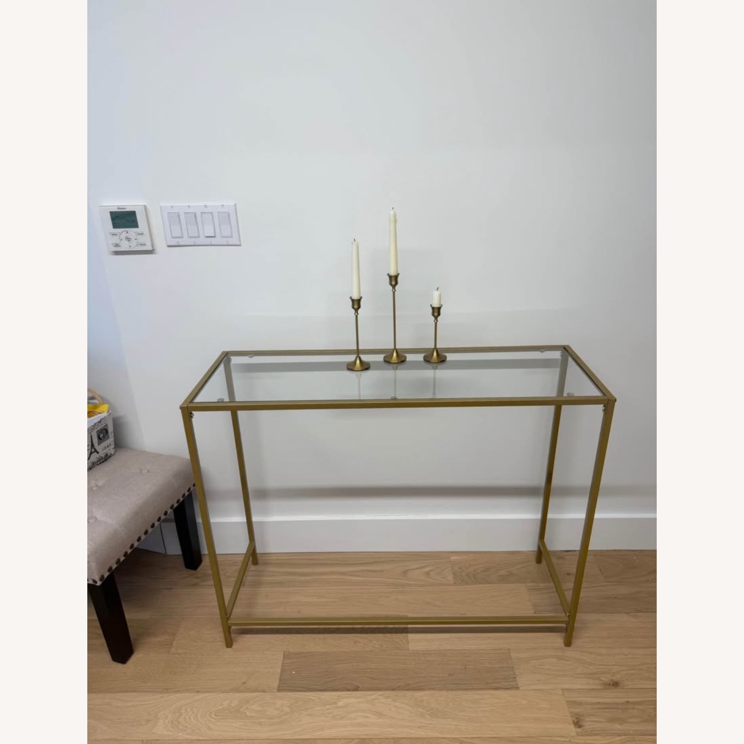 Gold Rim Glass Entryway Table - image-2