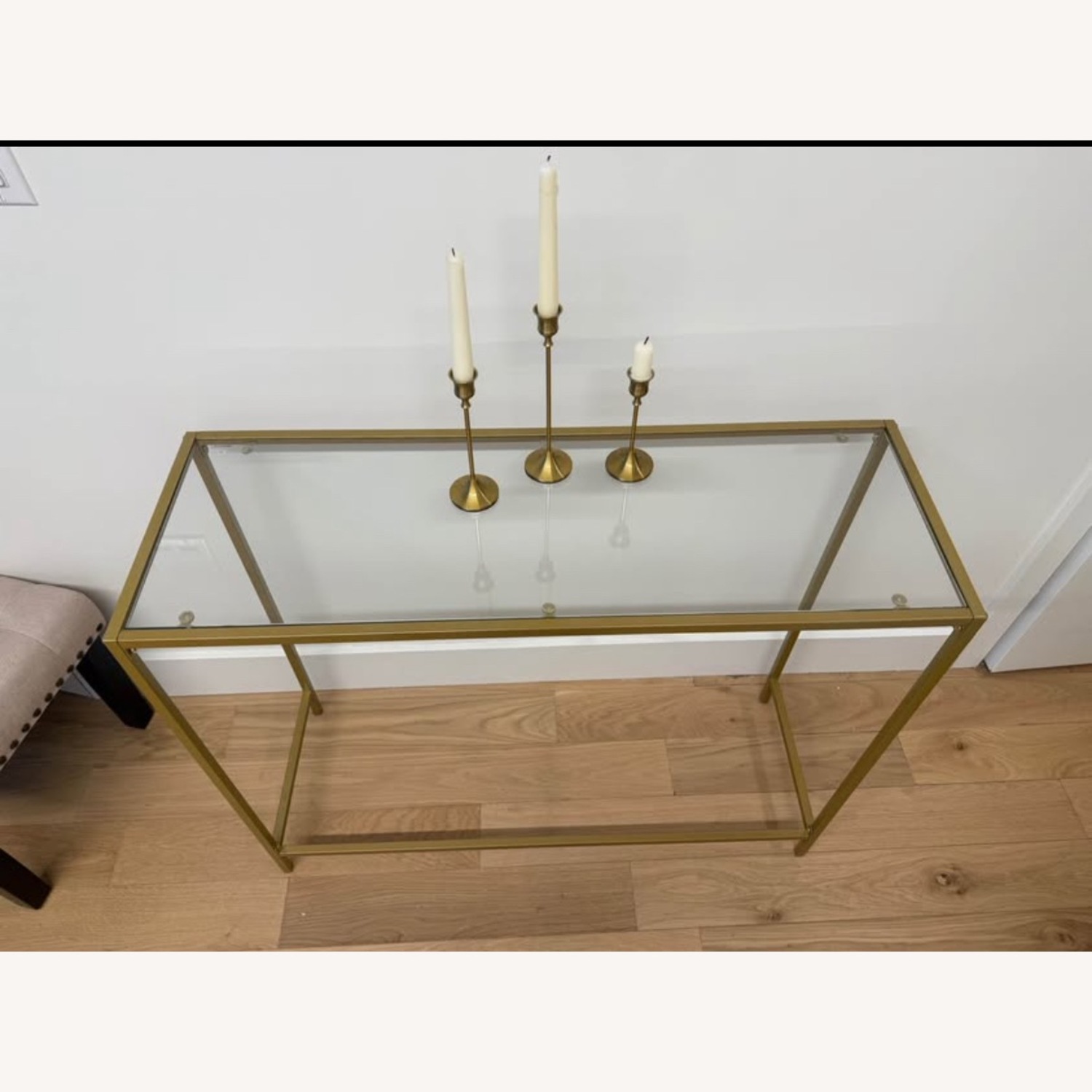 Gold Rim Glass Entryway Table - image-1