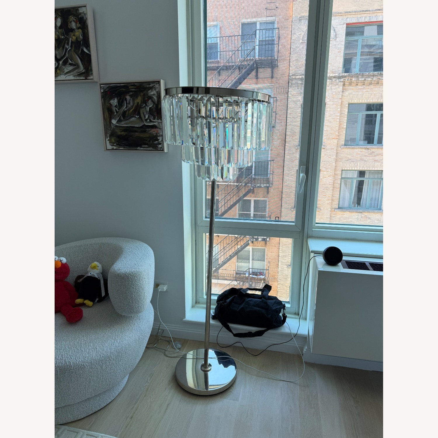 Z Gallerie Crystal Luxe Natural Glass Floor Lamp - image-4