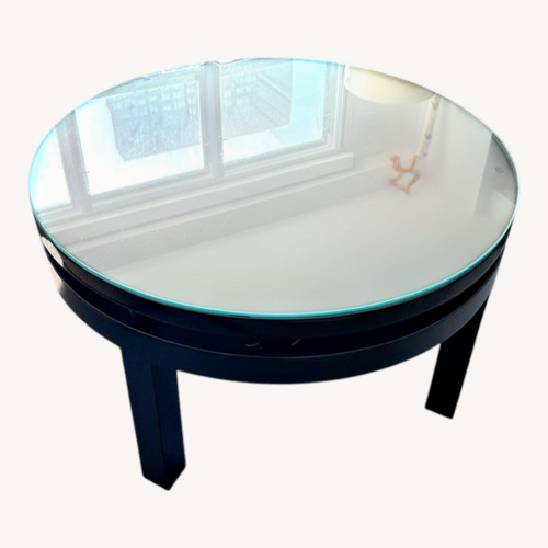 Used Solid Wood Coffee Table With Glass Top for sale on AptDeco