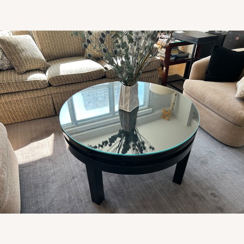 Used Solid Wood Coffee Table With Glass Top  for sale on AptDeco