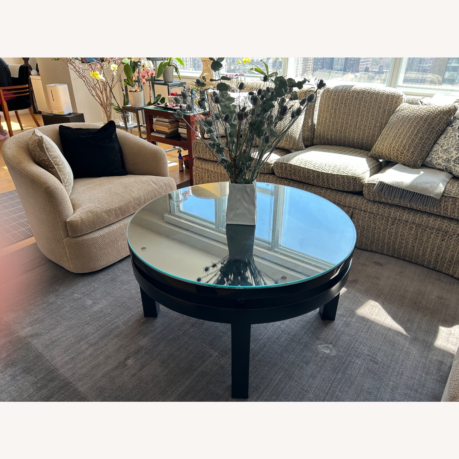 Solid Wood Coffee Table With Glass Top  - image-2