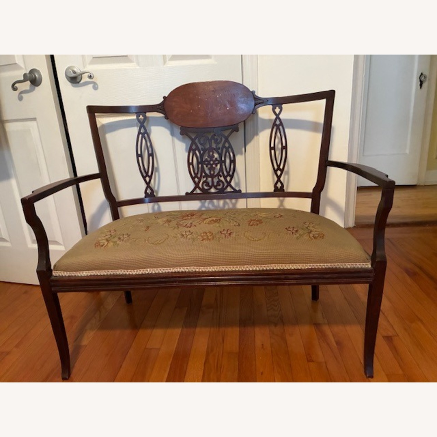 Edwardian Open-work Inlaid Bench - image-8