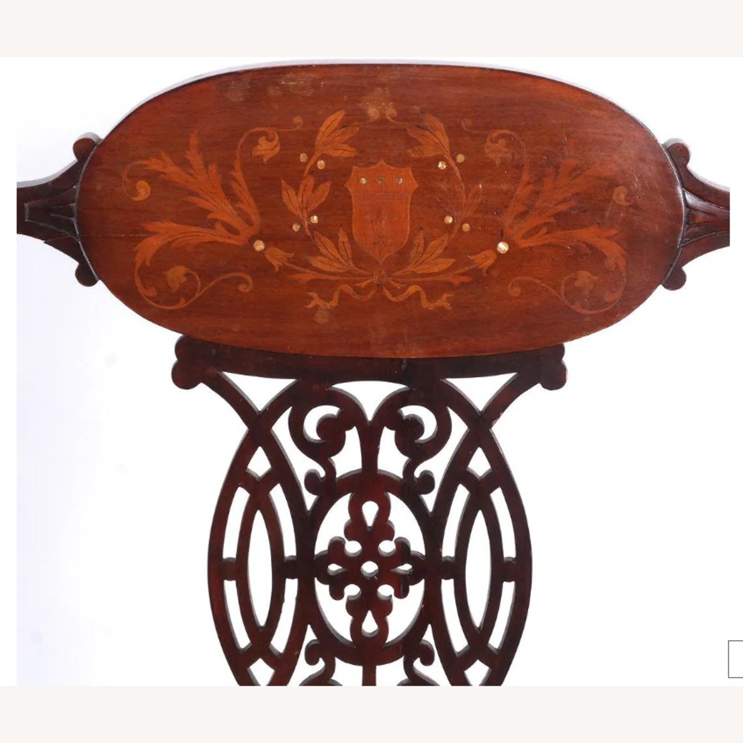 Edwardian Open-work Inlaid Bench - image-3