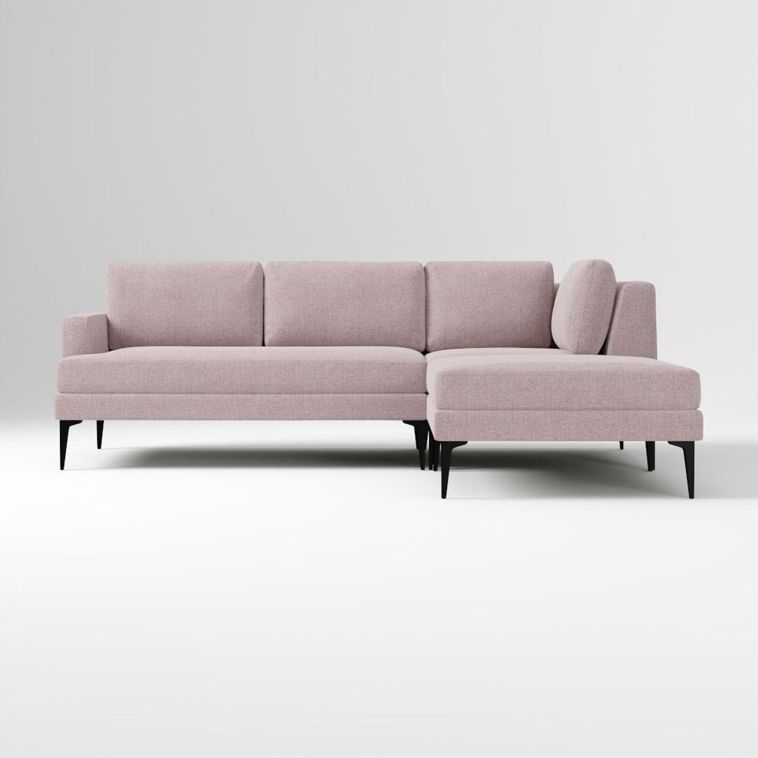 West Elm Mauve Velvet Andes 3-Piece Sectional - image-4