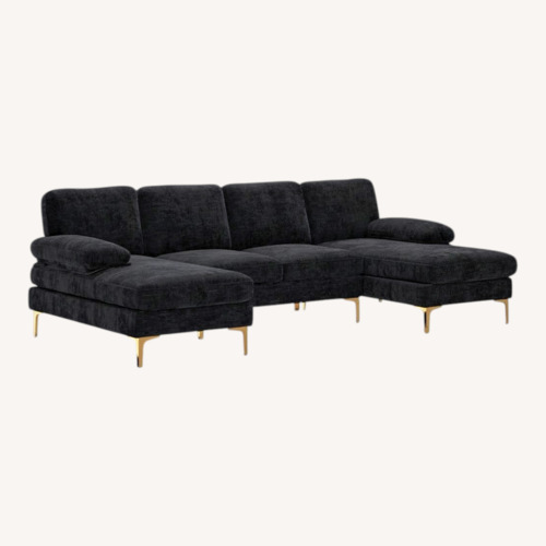 Used Wayfair Black Fabric 3+ Piece Sectional for sale on AptDeco