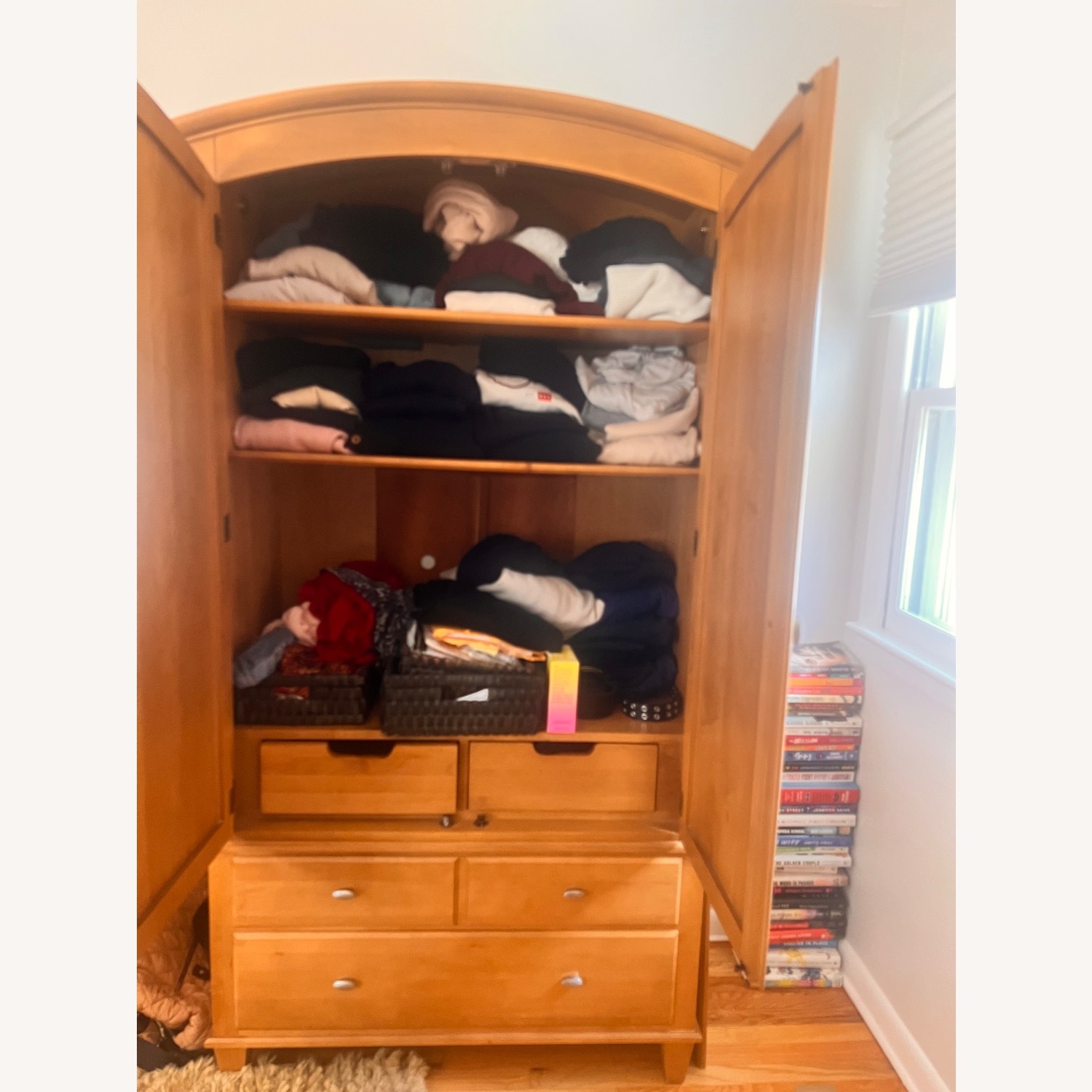 Ethan Allen Light Brown Wood Armoire - image-3