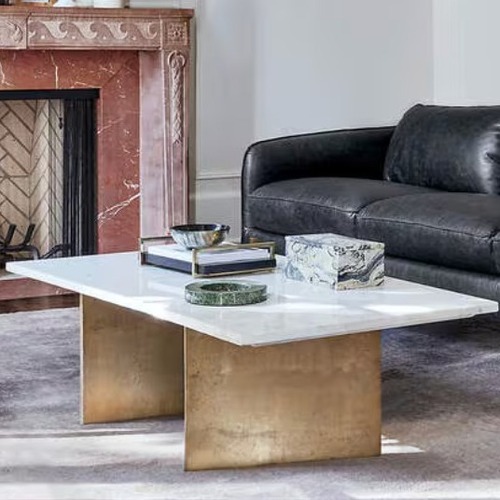 Used CB2 Oblique Marble Coffee Table for sale on AptDeco