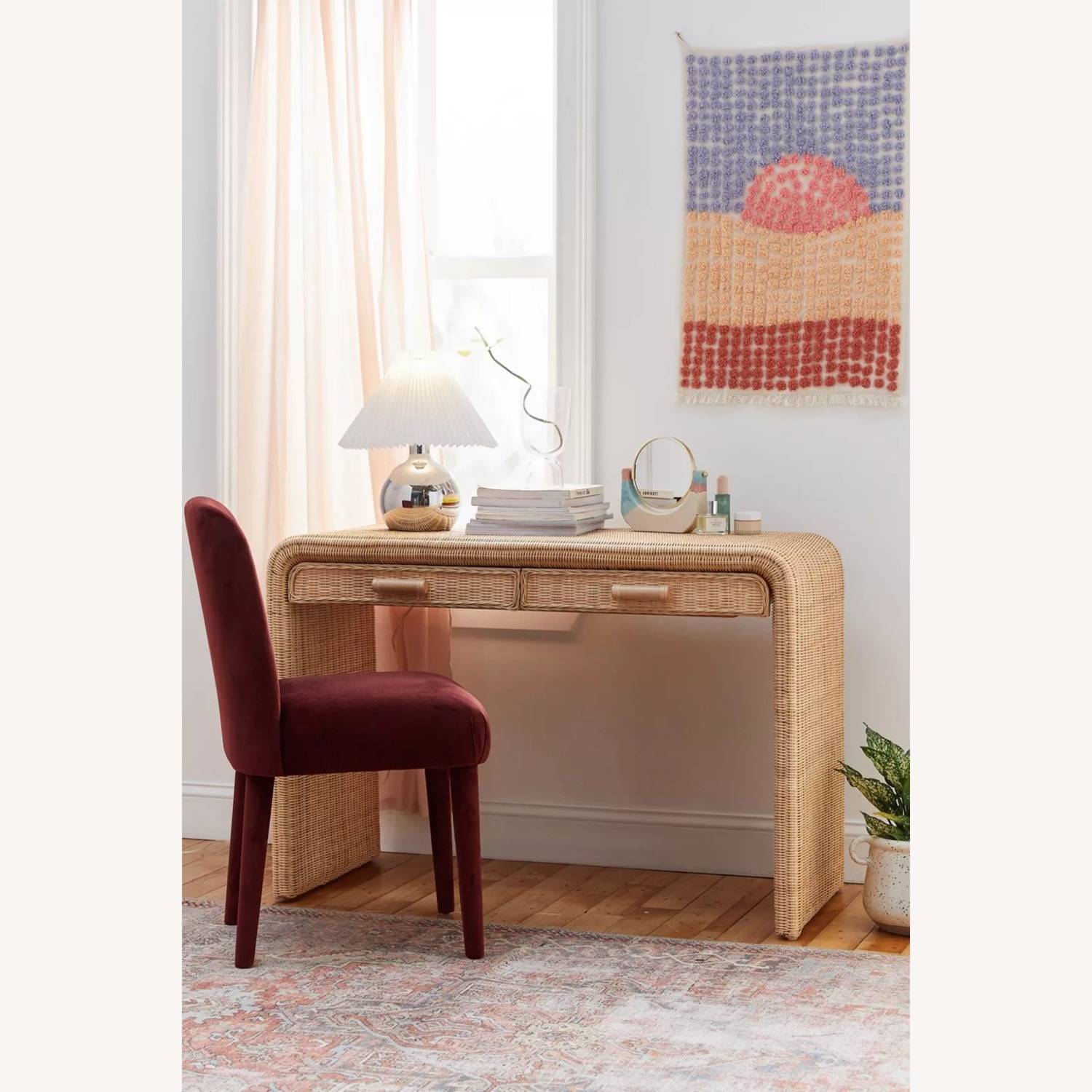 Urban Outfitters Light Brown Marisol Rattan Desk - image-1