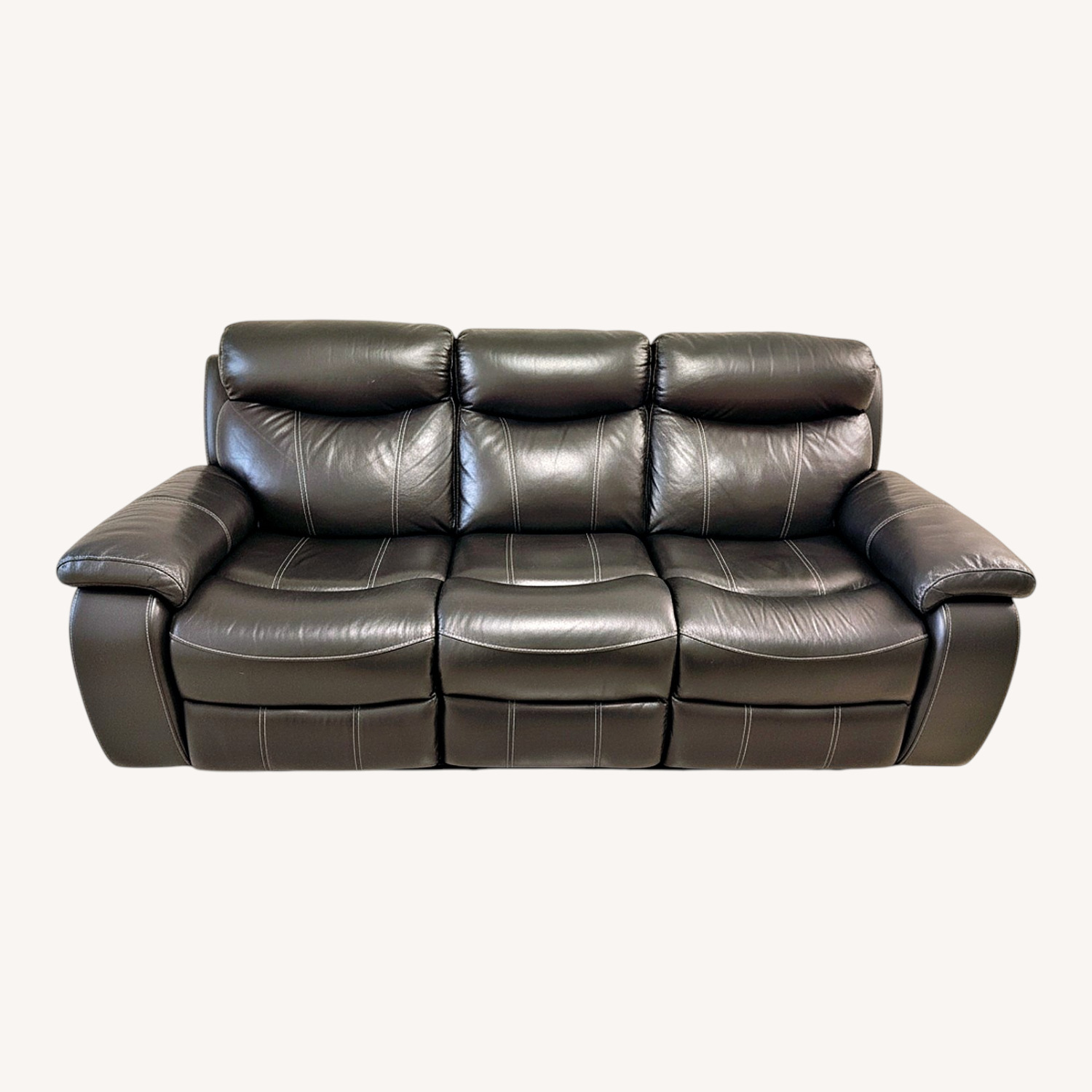 Havertys Black Leather 3 Seater Sofa - image-0