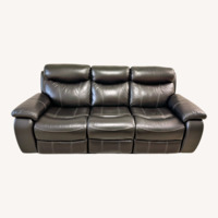 Havertys Black Leather 3 Seater Sofa