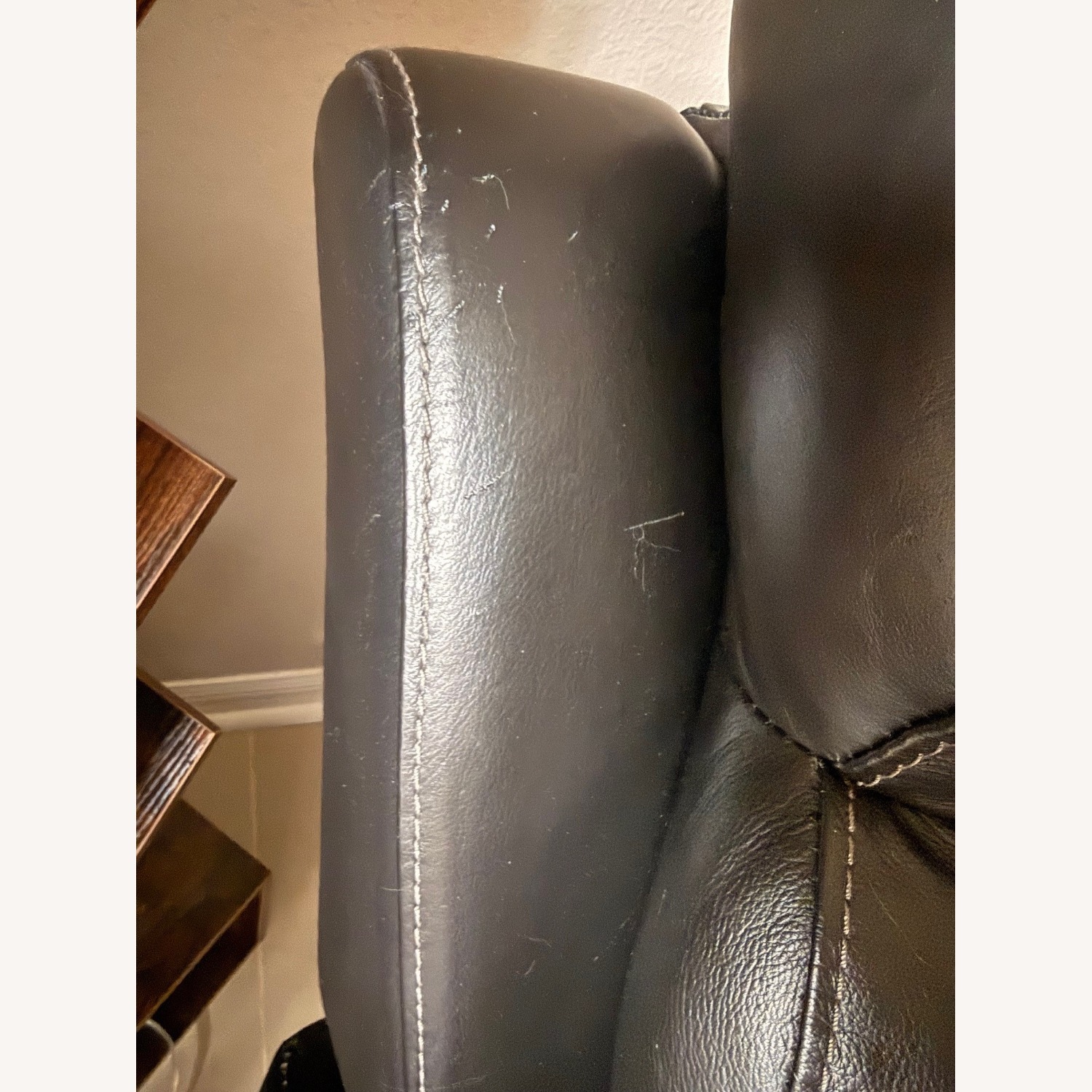 Havertys Black Leather 3 Seater Sofa - image-3