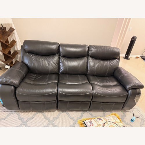Used Havertys Black Leather 3 Seater Sofa for sale on AptDeco