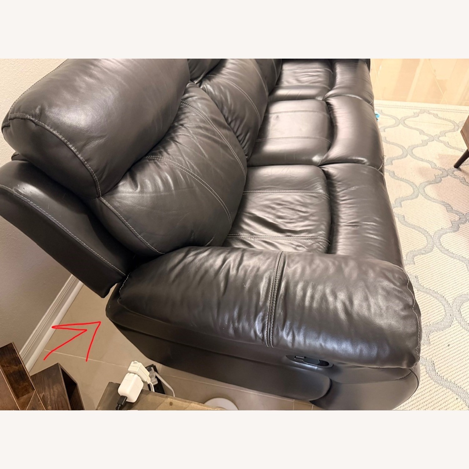 Havertys Black Leather 3 Seater Sofa - image-2