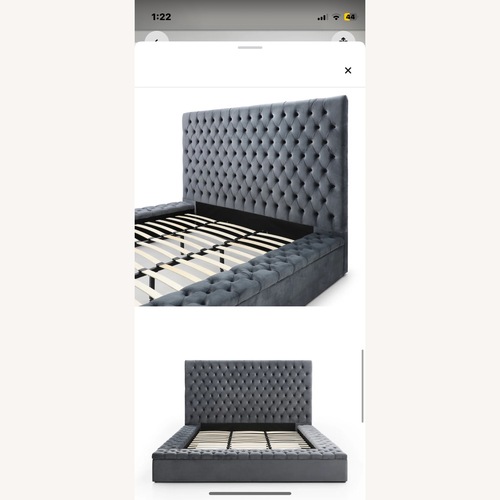 Used Better Home Products Cosmopolitan Velvet Upholstered Platform King Bed for sale on AptDeco