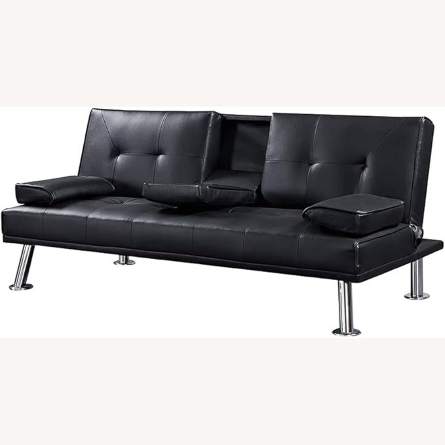 Black Leather Futon - image-4