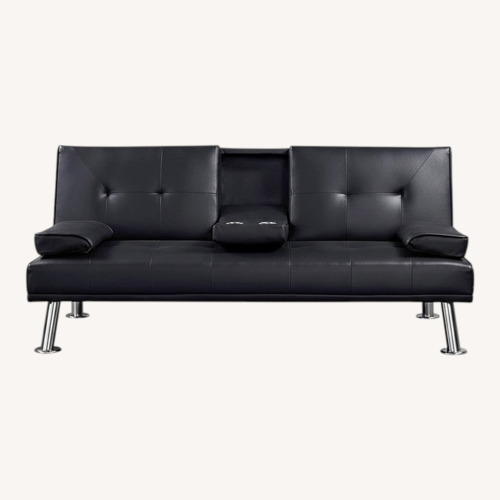 Used Black Leather Futon for sale on AptDeco
