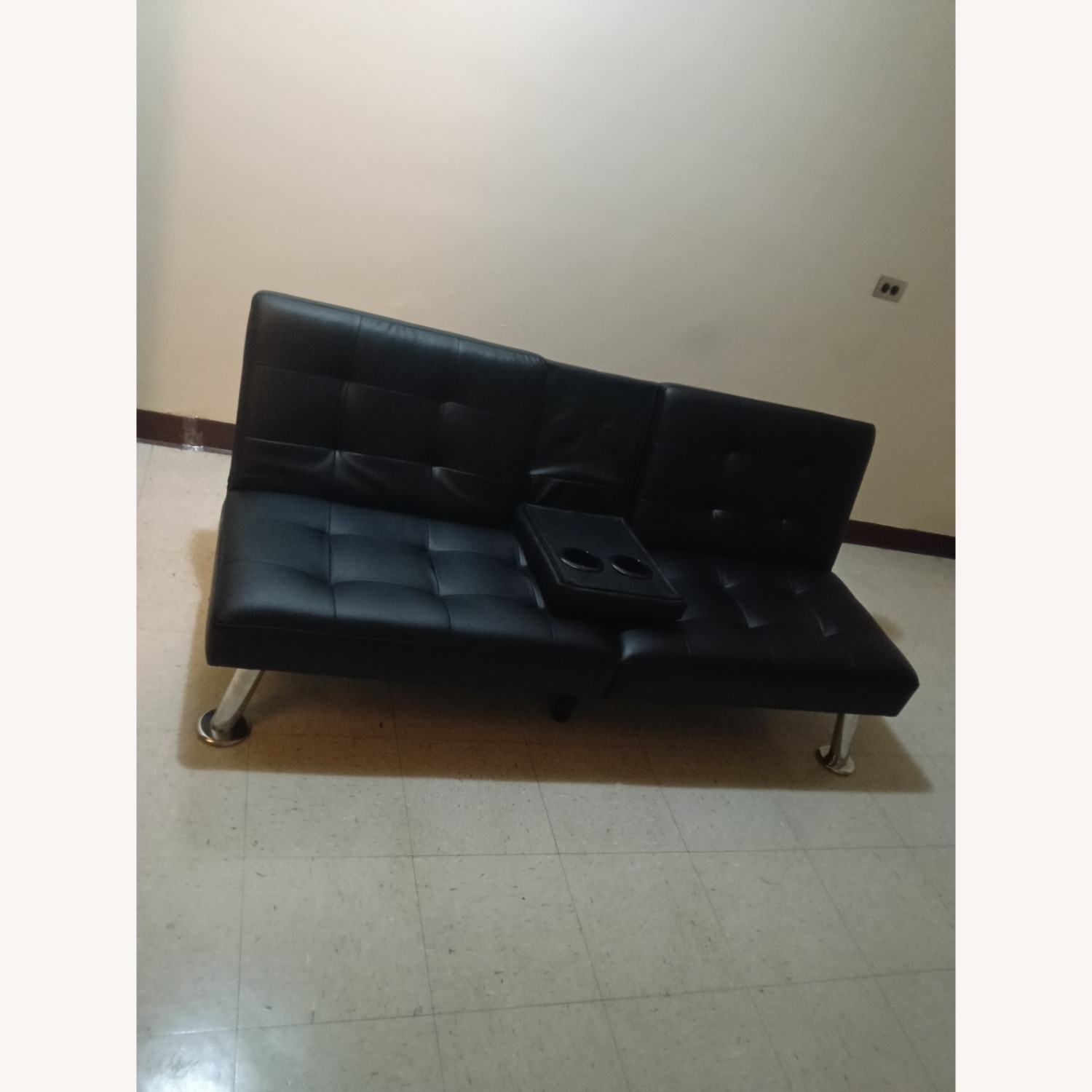 Black Leather Futon - image-3