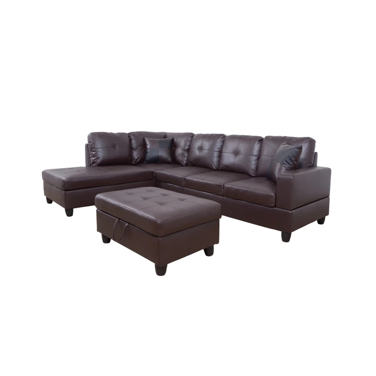 Wayfair Dark Brown Leather 3+ Piece Sectional - image-4