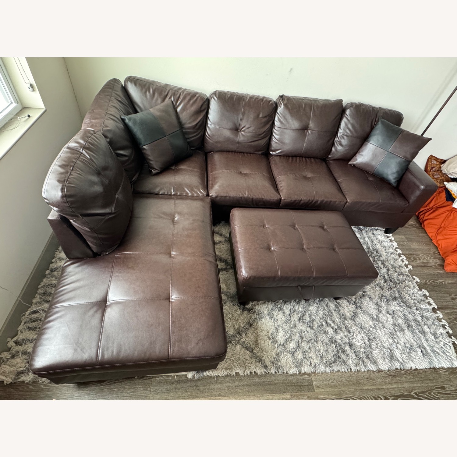 Wayfair Dark Brown Leather 3+ Piece Sectional - image-3