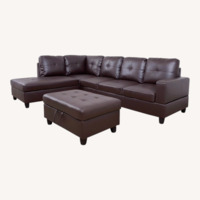 Wayfair Dark Brown Leather 3+ Piece Sectional