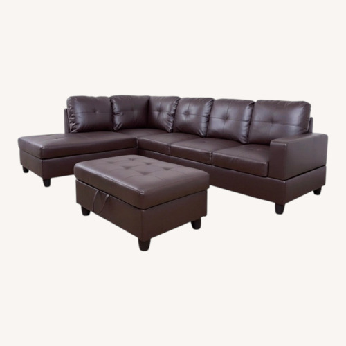Used Wayfair Dark Brown Leather 3+ Piece Sectional for sale on AptDeco