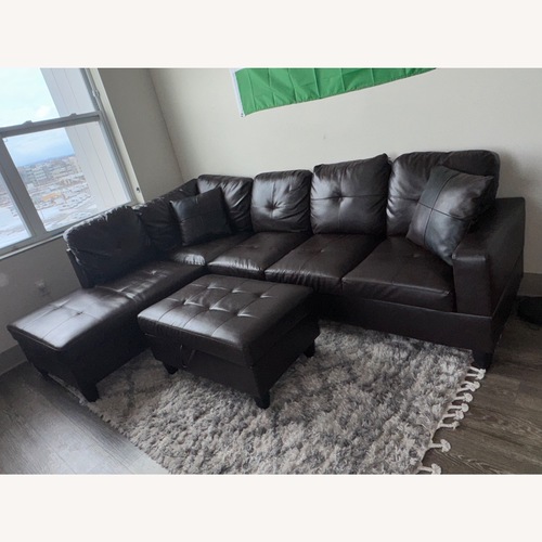 Used Wayfair Dark Brown Leather 3+ Piece Sectional for sale on AptDeco