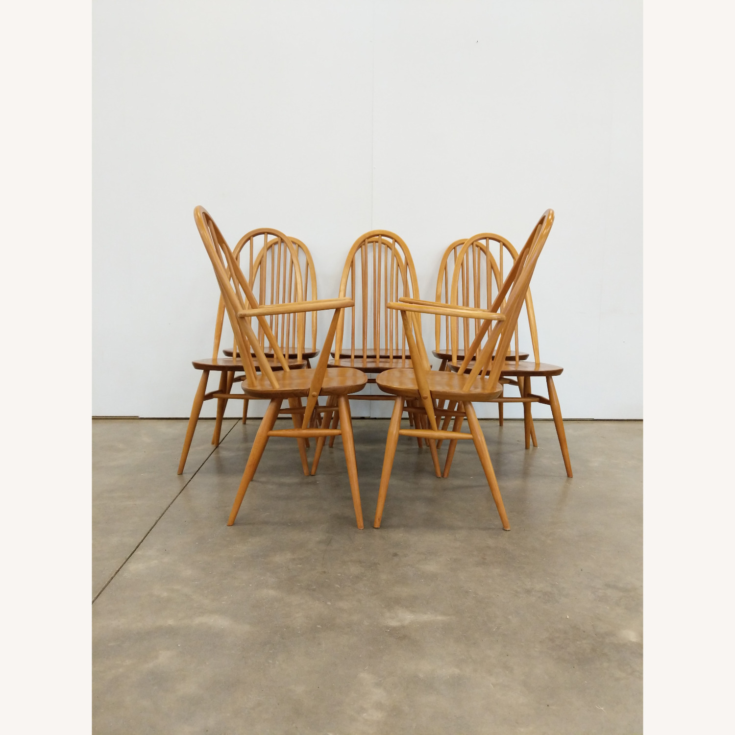 8 Vintage Mid Century Modern Ercol Dining Chairs - image-2