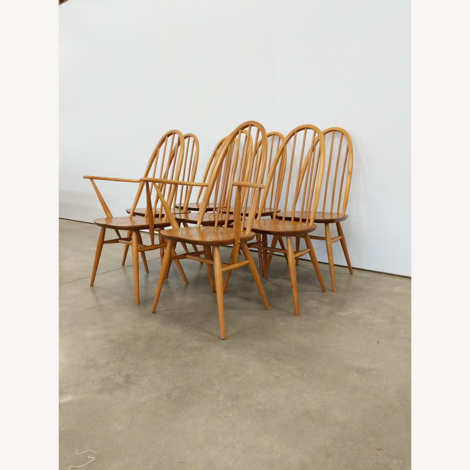 8 Vintage Mid Century Modern Ercol Dining Chairs - image-6