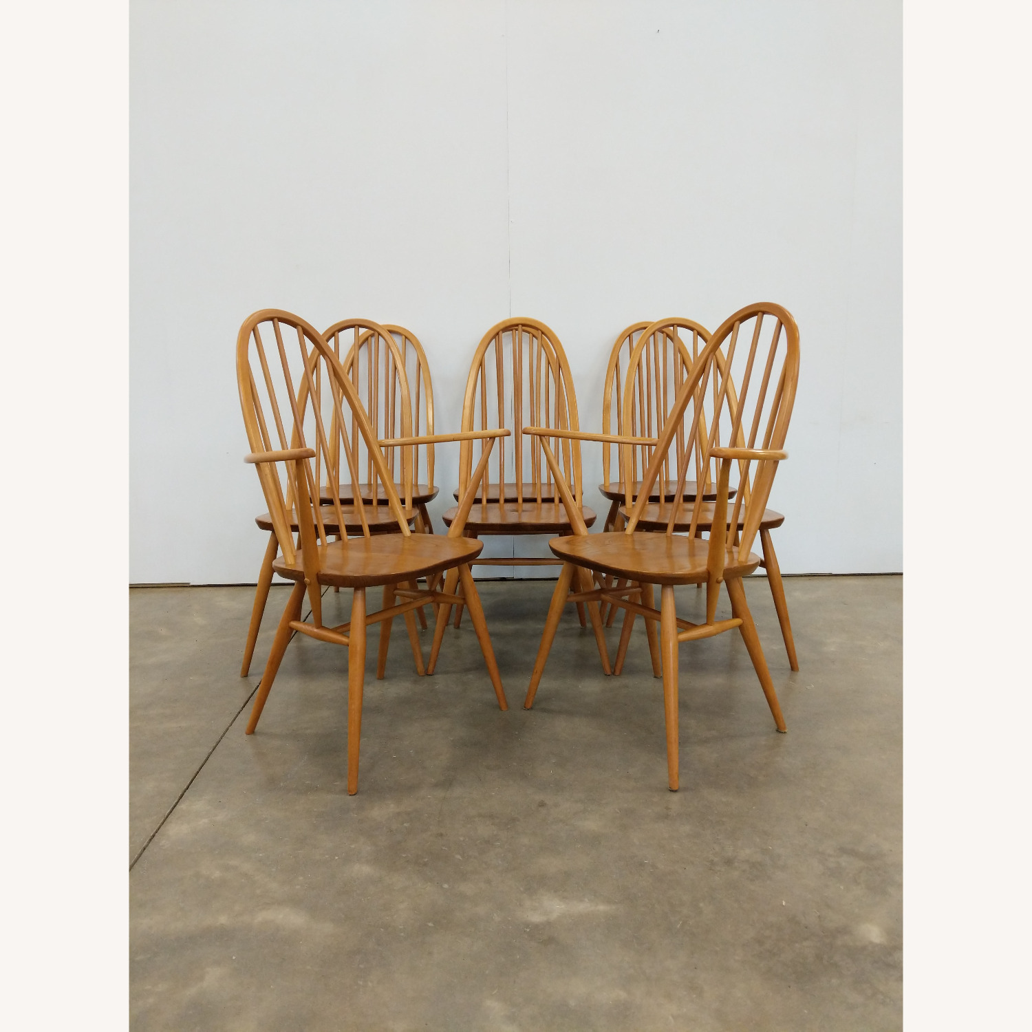 8 Vintage Mid Century Modern Ercol Dining Chairs - image-1