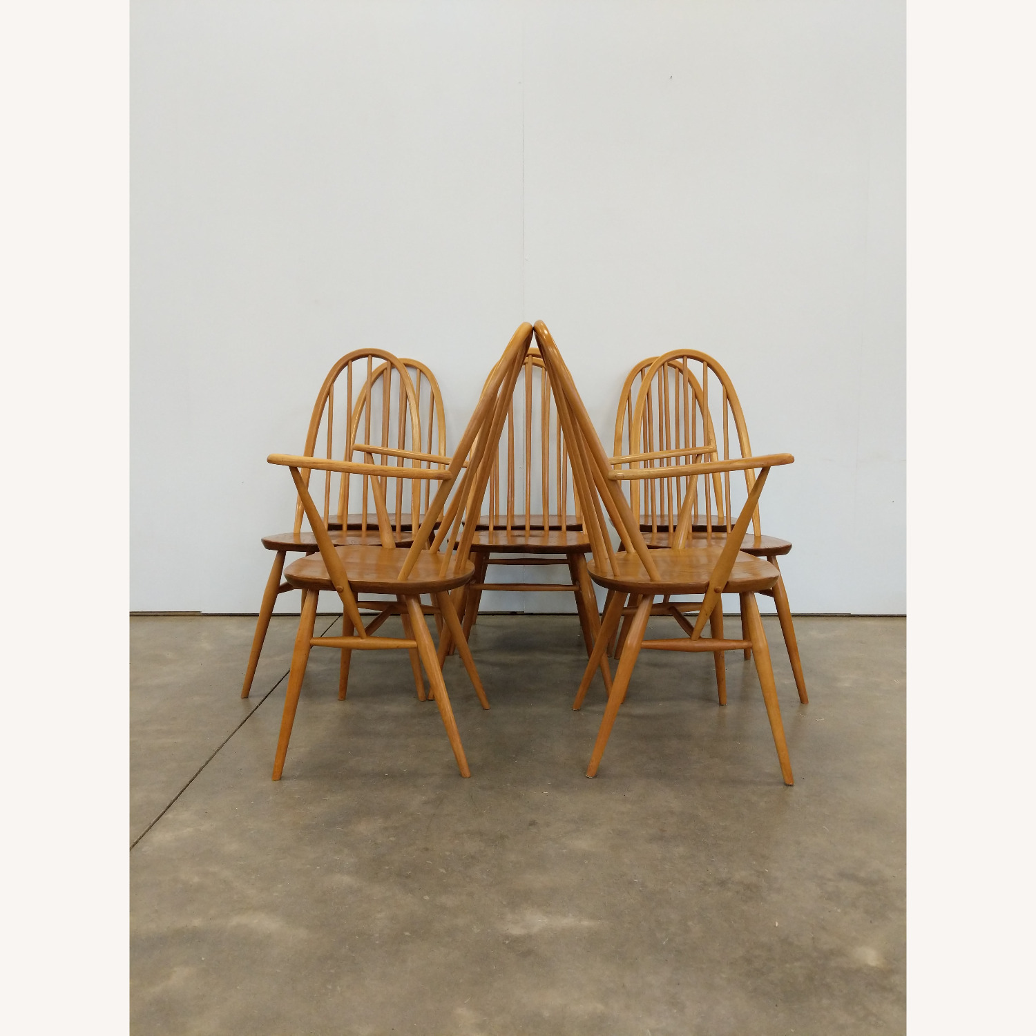 8 Vintage Mid Century Modern Ercol Dining Chairs - image-4