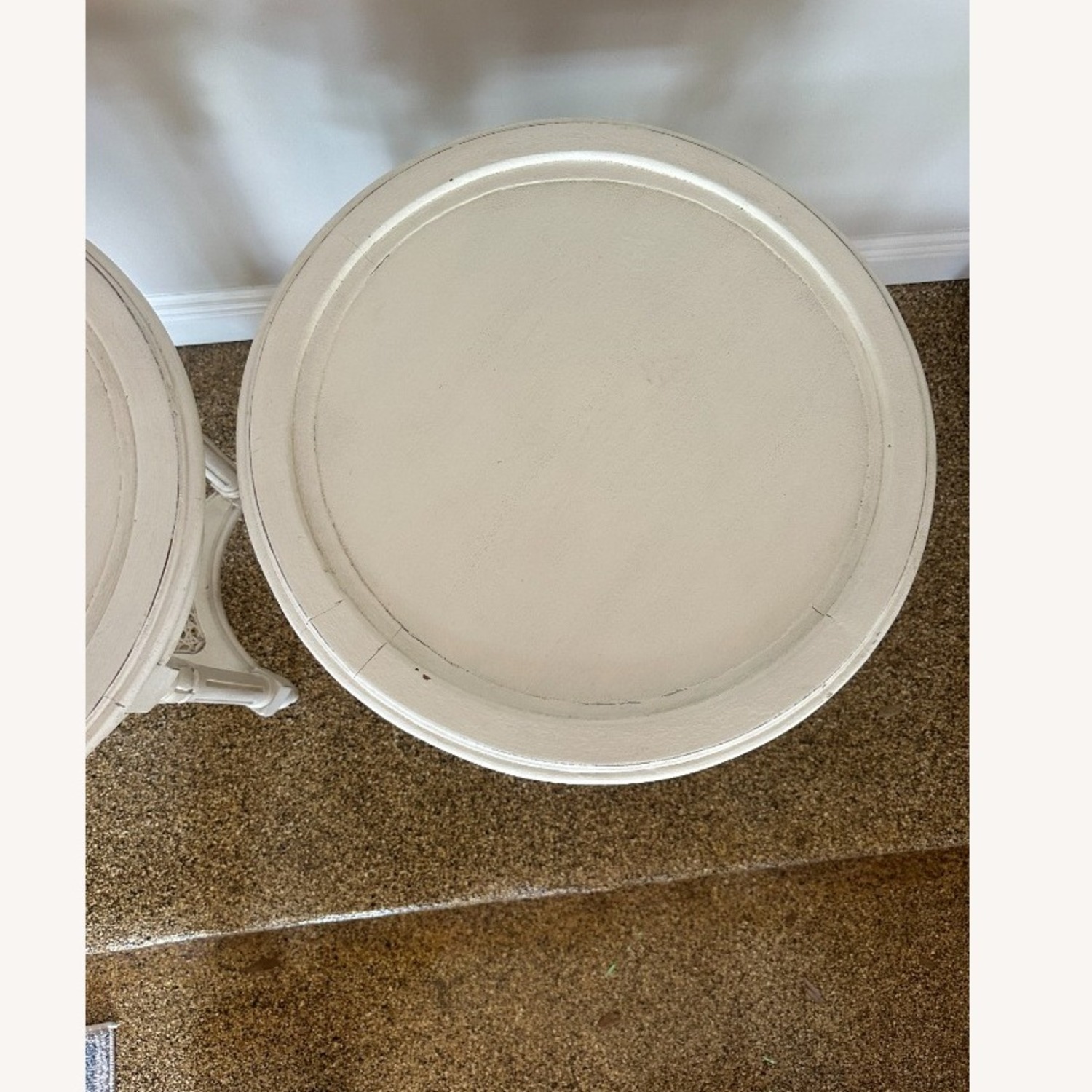 White Wood Circular Side Tables - image-2