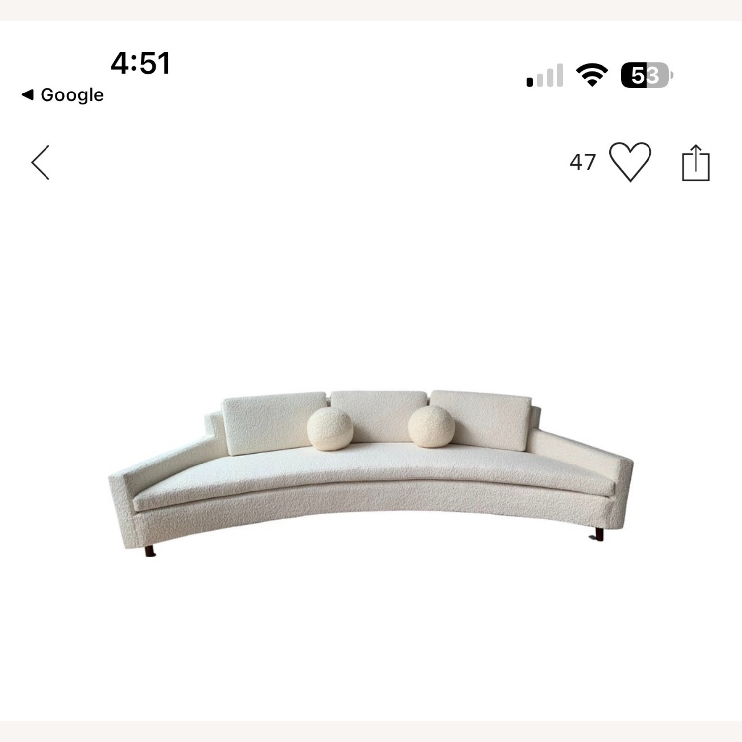 Harvey Probber White Fabric 3+ Seater Sofa - image-2