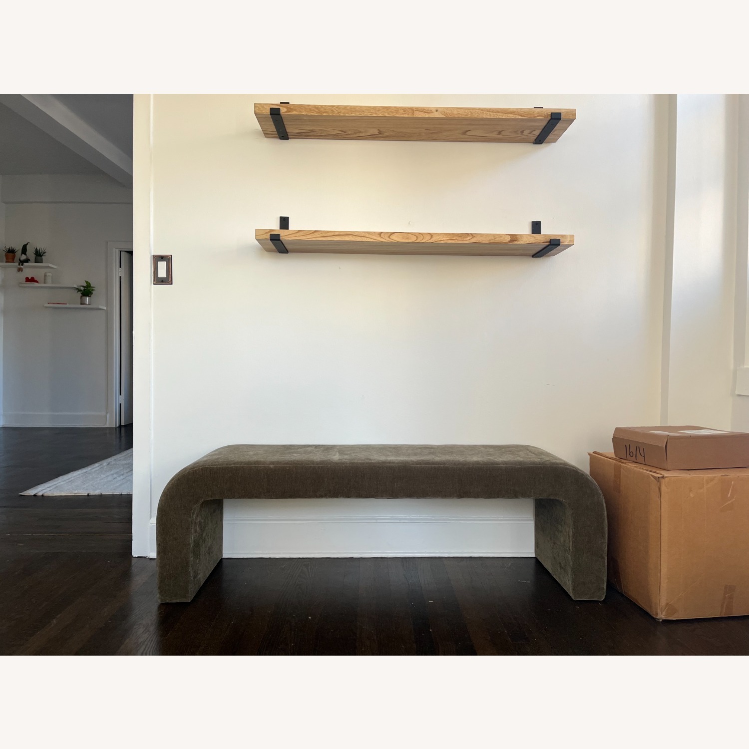 Allmodern Velvet Green Bench - image-4