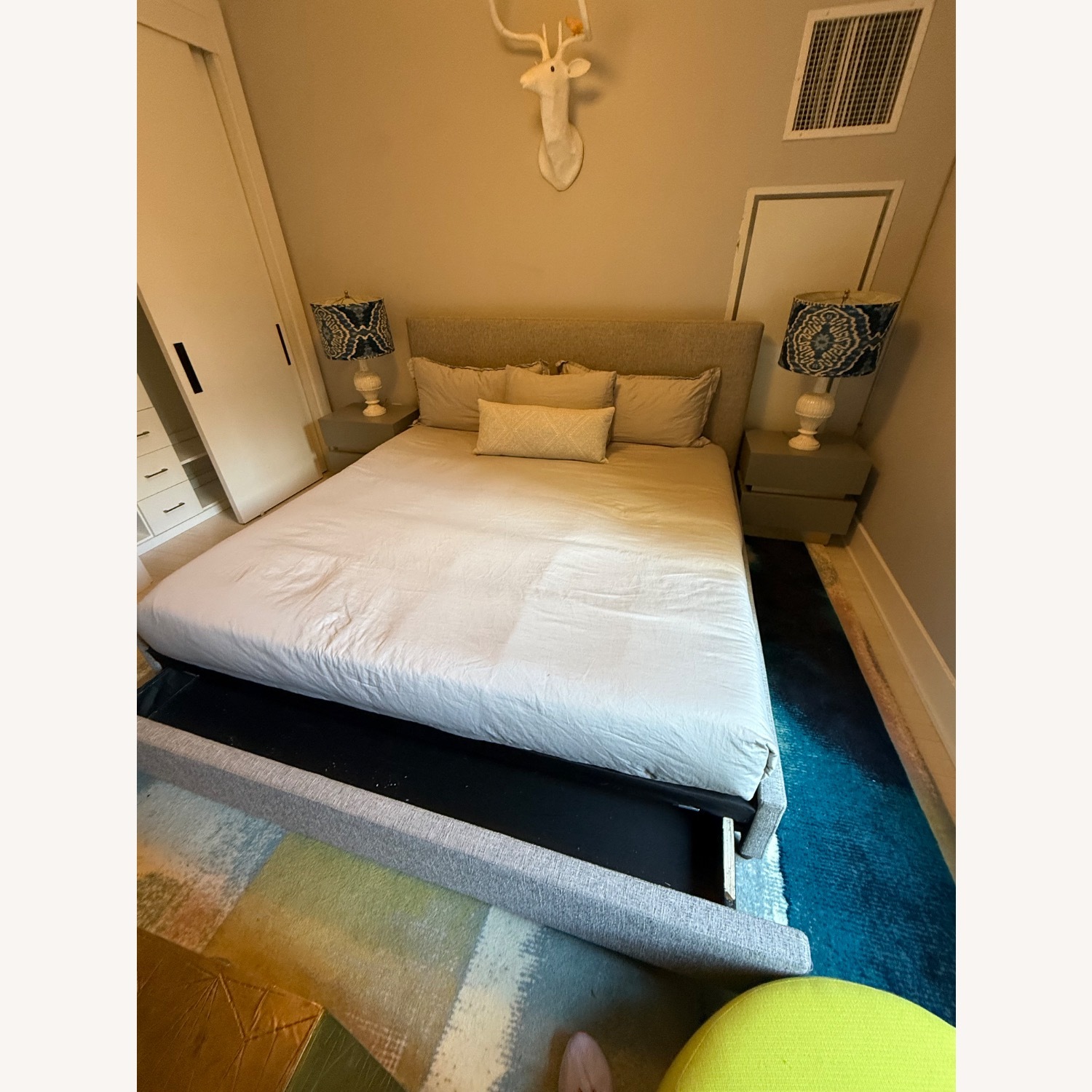 West Elm Contemporary Storage Bed Deco Weave Grey - image-2