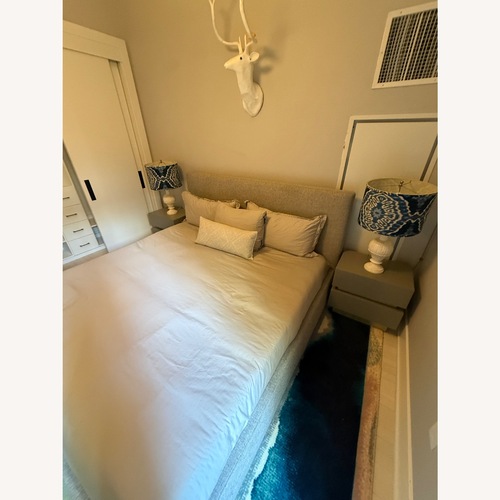 Used West Elm Contemporary Storage Bed Deco Weave Grey for sale on AptDeco