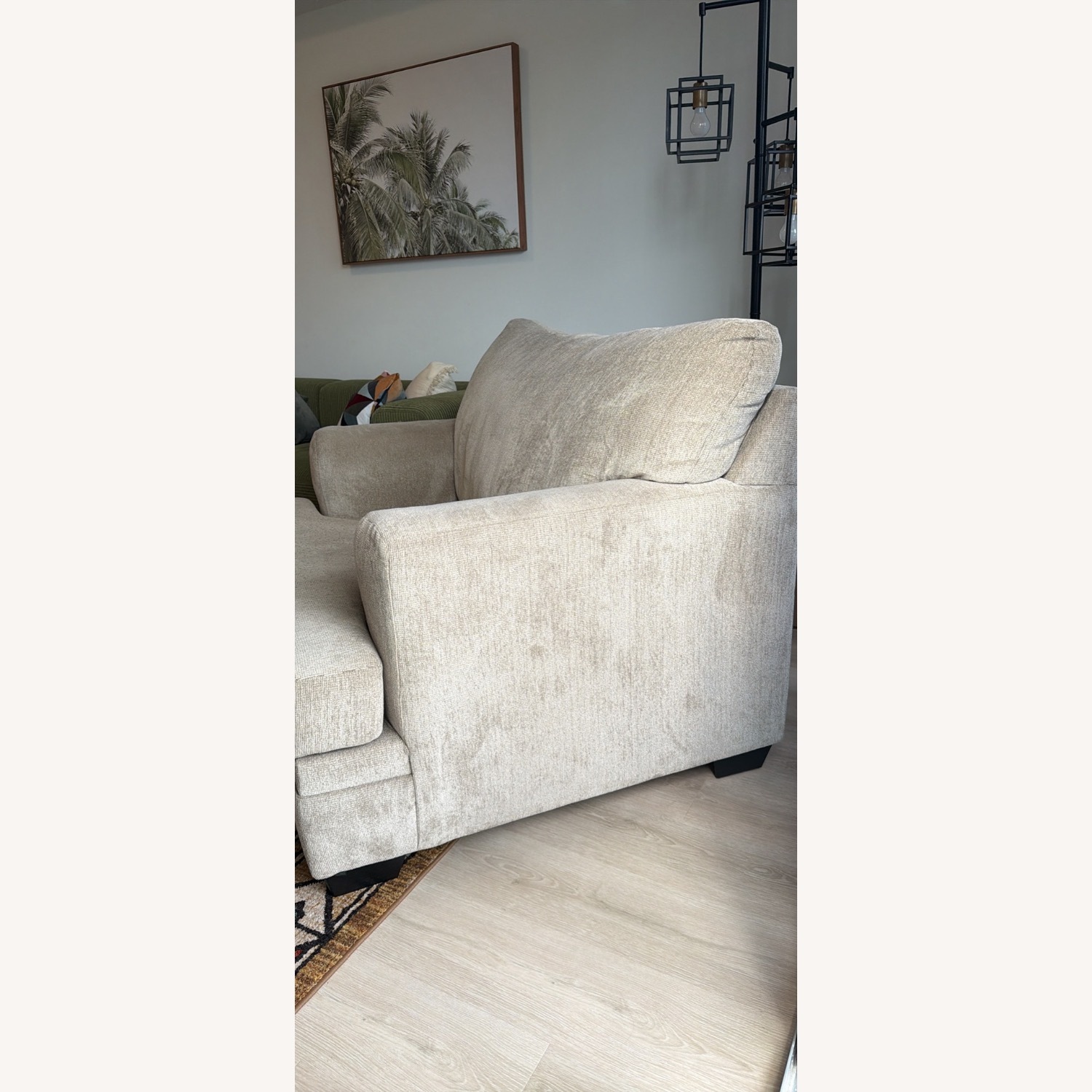 Light Brown Fabric Chair and a Half - image-3