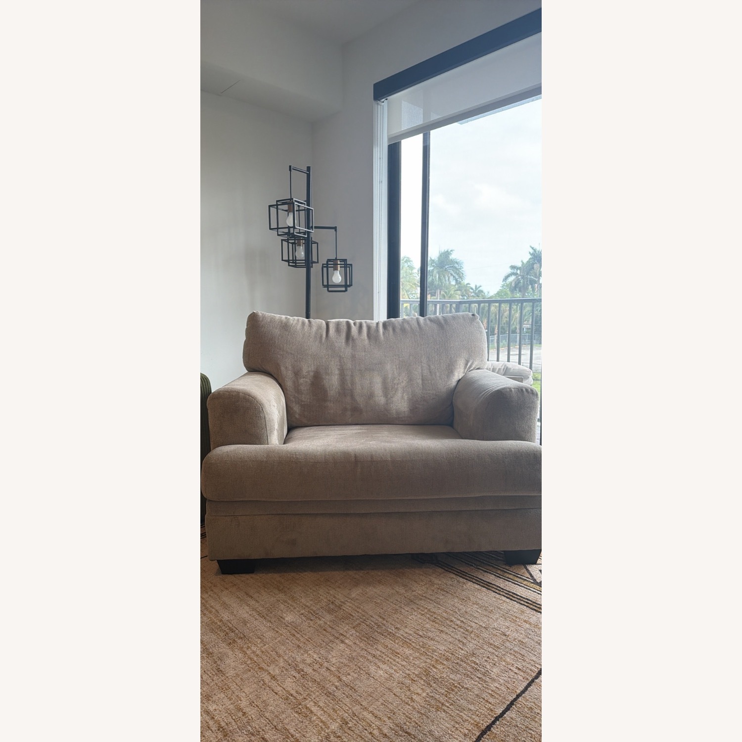 Light Brown Fabric Chair and a Half - image-1