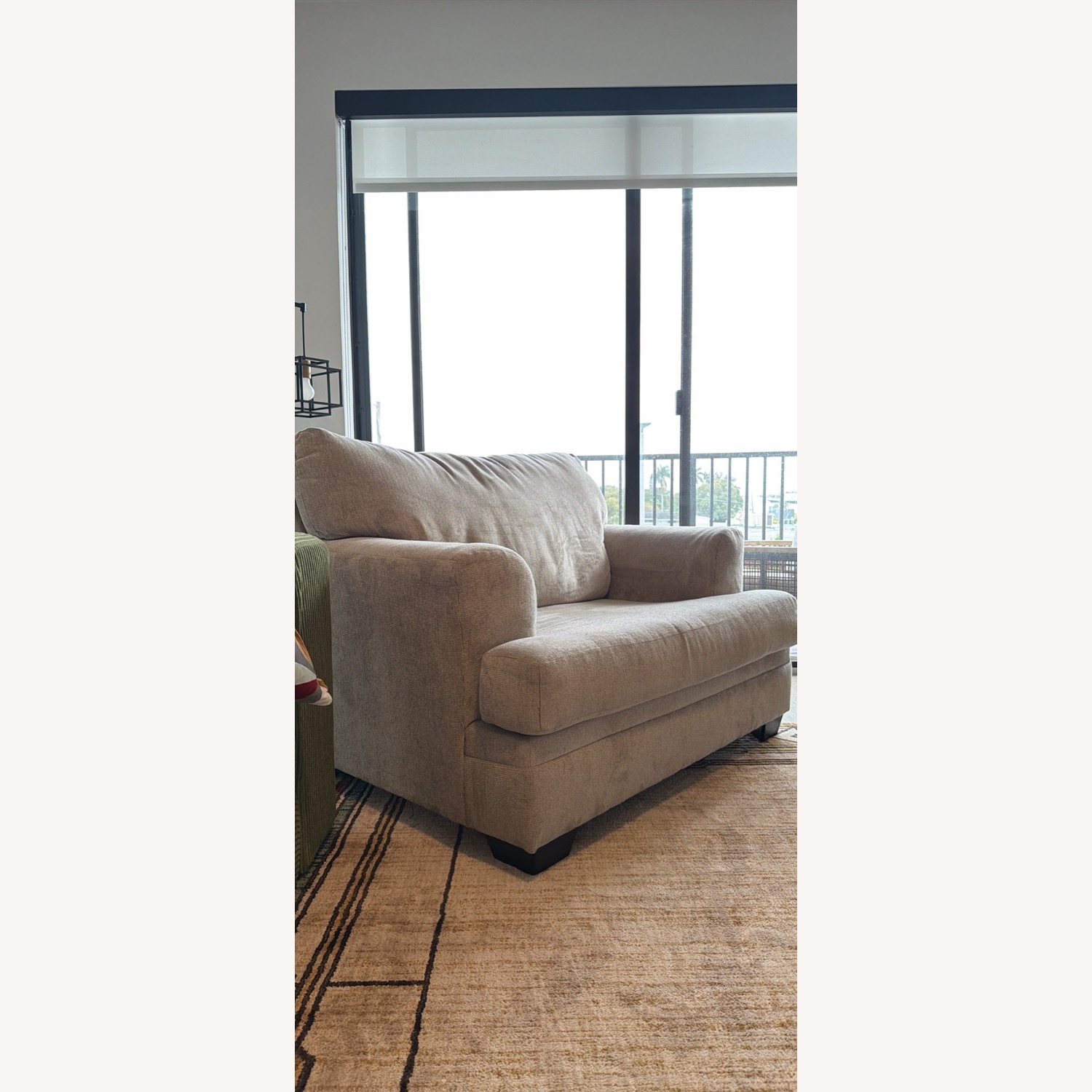 Light Brown Fabric Chair and a Half - image-2