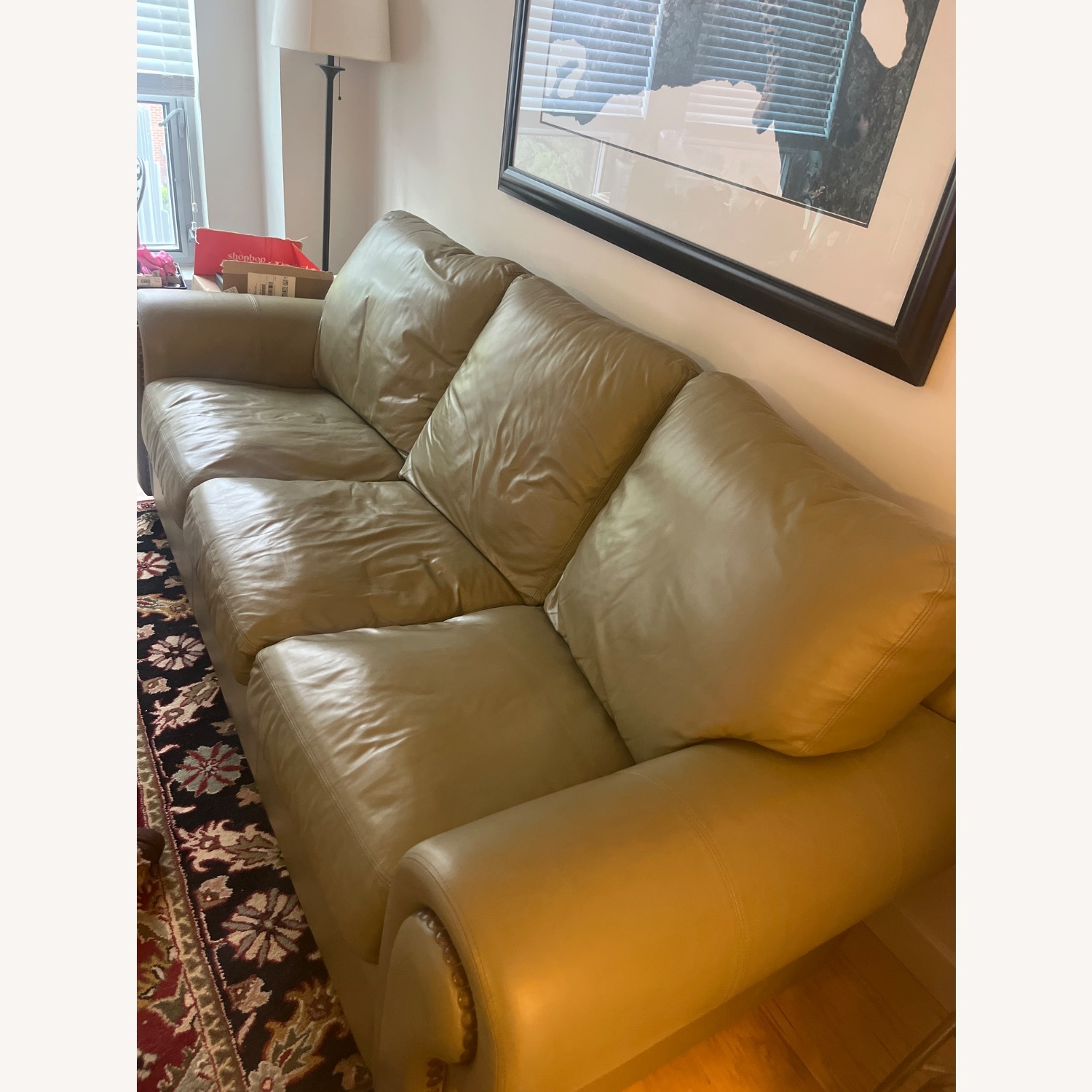 Green Leather Sofa - image-3