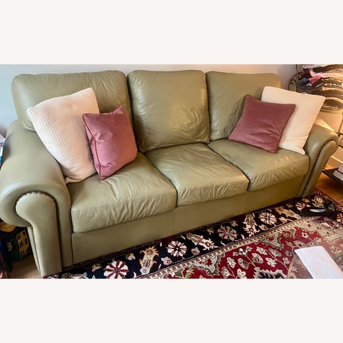 Used Green Leather Sofa for sale on AptDeco