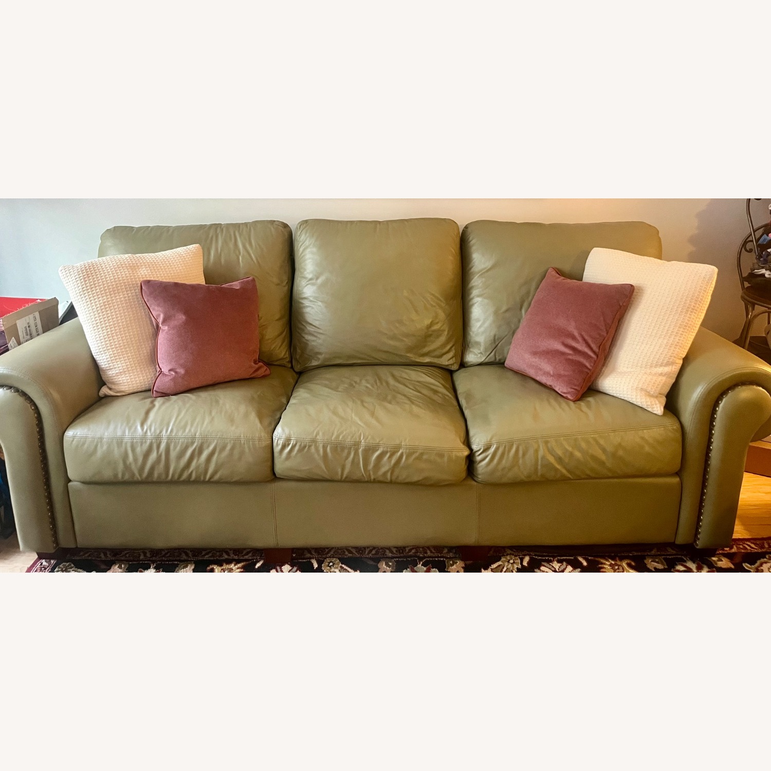 Green Leather Sofa - image-2