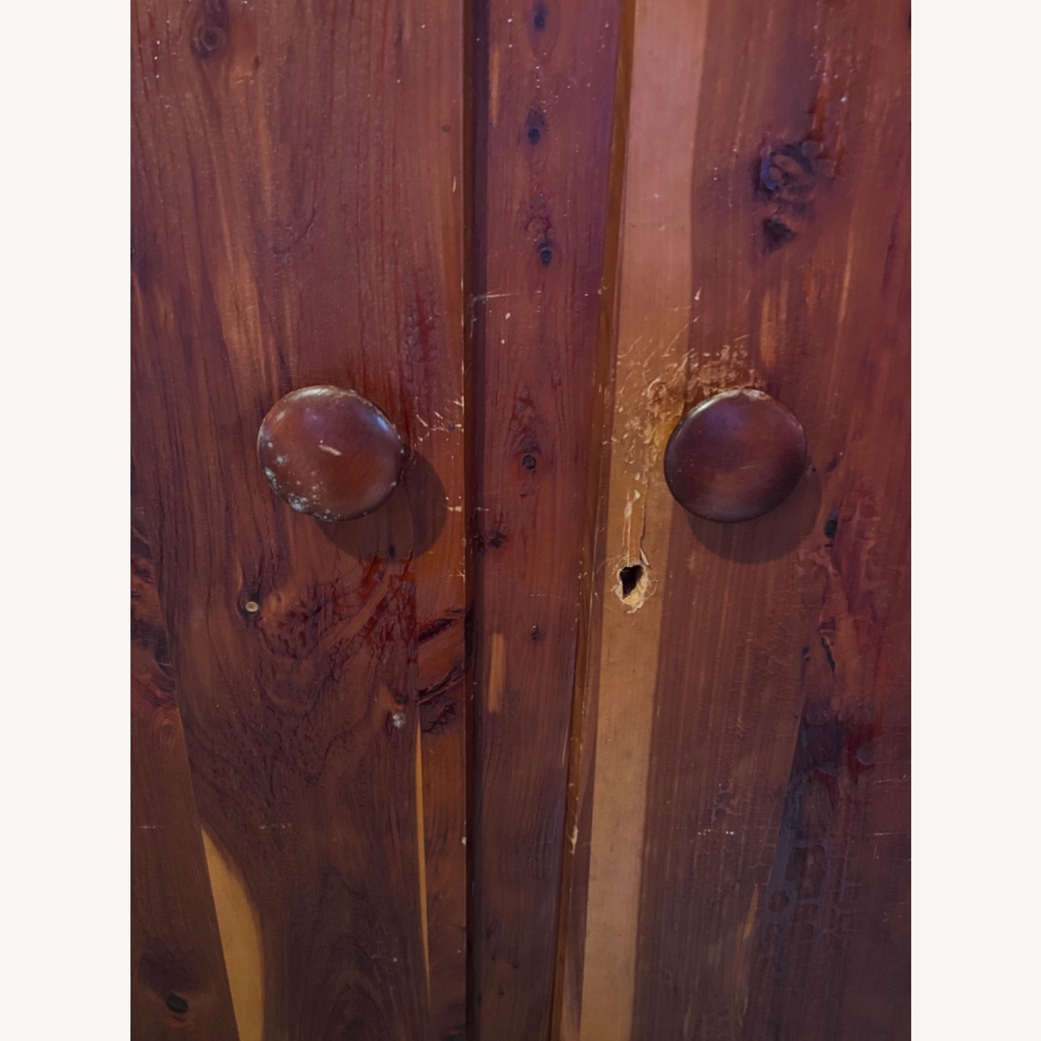 Antique Dark Brown Wood Wardrobe - image-4